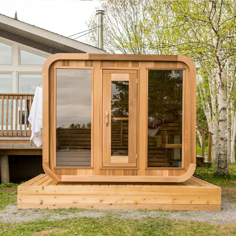 8 Person Size Cube Traditional Wet Steam Sauna Room Wood Pine/Red Cedar for Sale — image 3