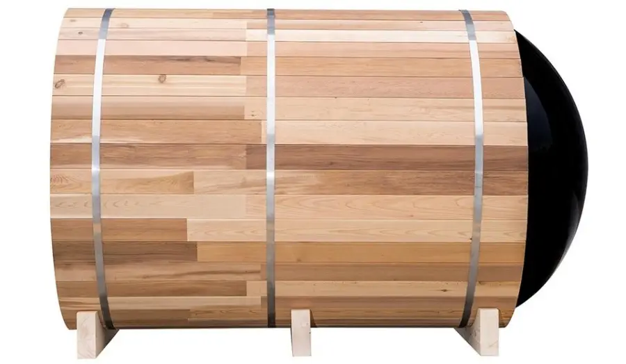 Factory Supply Red Cedar Outdoor Wooden Panoramic Steam Barrel Outdoor Sauna — view 6