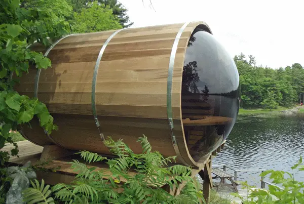 Red Cedar Barrel Sauna With Panoramic View Window — image 6