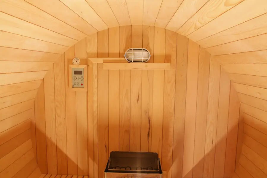 Smartmak Factory Wholesale Wooden Canadian Cedar Barrel 6 Person Wooden Garden Steam Sauna Outdoor Barrel Sauna — image 6