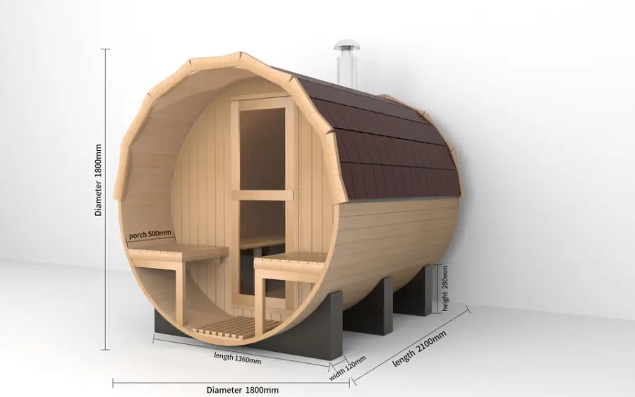 Garden Hemlock/Red Cedar 3-4 Person Outdoor Barrel Sauna Room with 6KW Electrical Stove — image 3