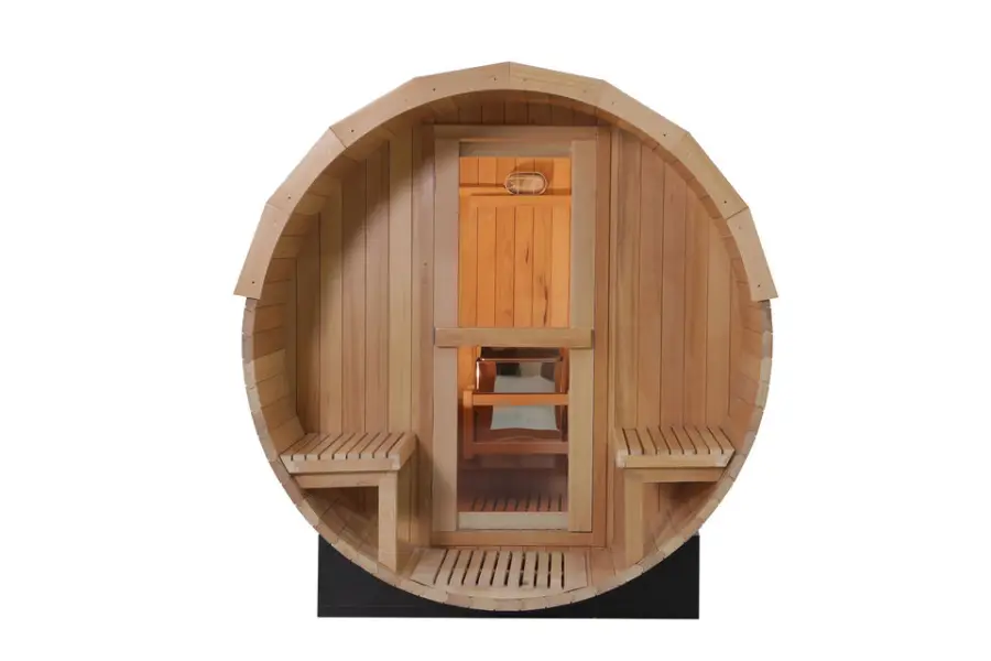 Garden Hemlock/Red Cedar 3-4 Person Outdoor Barrel Sauna Room with 6KW Electrical Stove — image 5