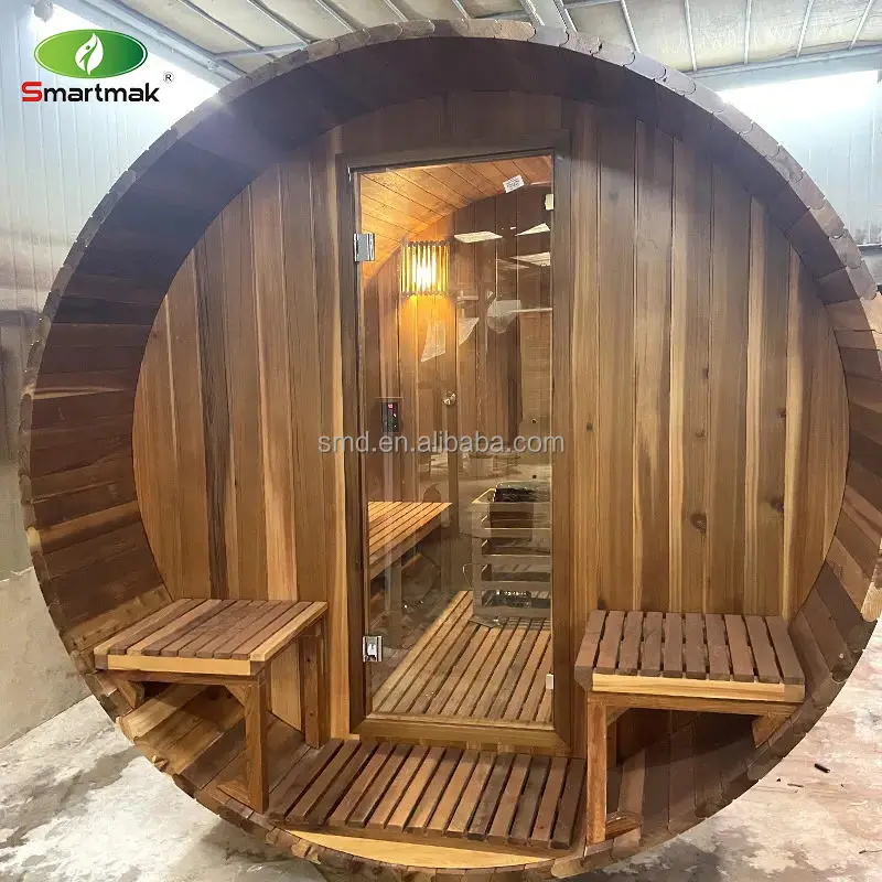 Outdoor Traditional Steam Barrel Sauna Cabin Hammam Wood Sauna Dome Outdoor Barrel Room Sauna With Hemelock/Cedar — image 4