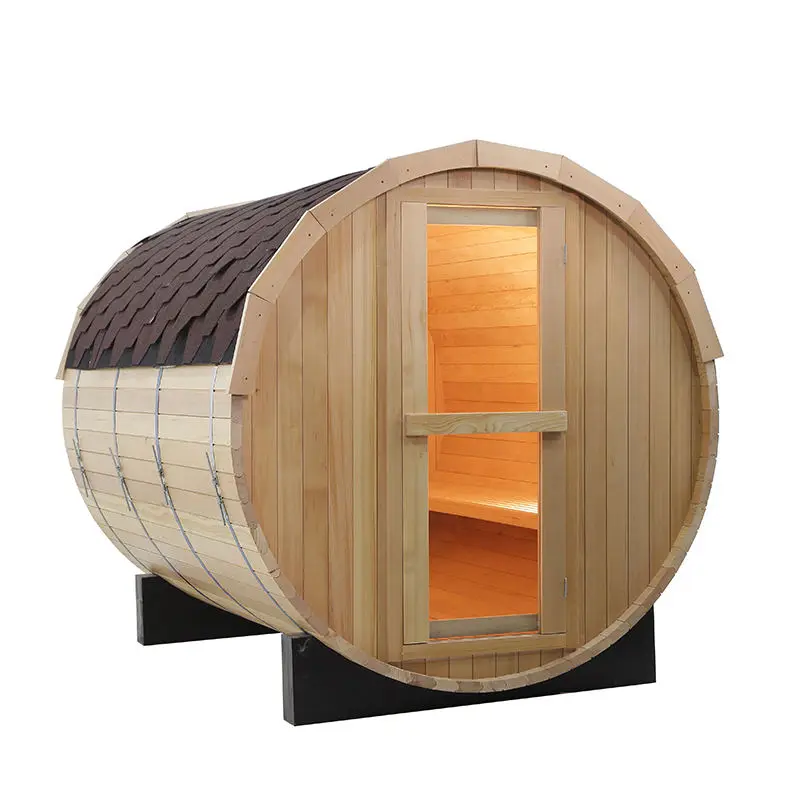 Garden Hemlock/Red Cedar 3-4 Person Outdoor Barrel Sauna Room with 6KW Electrical Stove — image 6