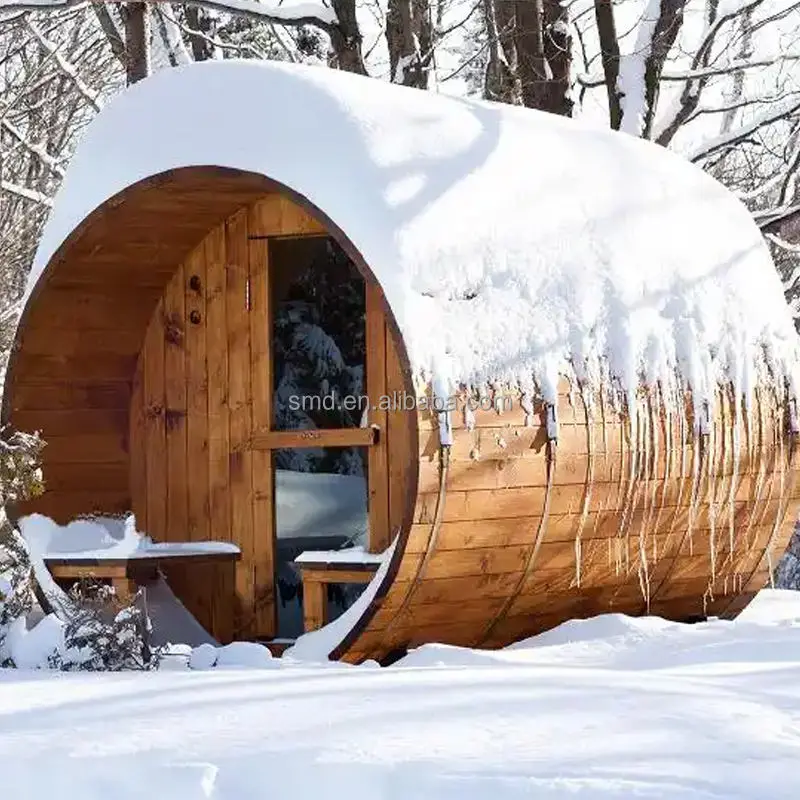 Outdoor Traditional Steam Barrel Sauna Cabin Hammam Wood Sauna Dome Outdoor Barrel Room Sauna With Hemelock/Cedar — image 5