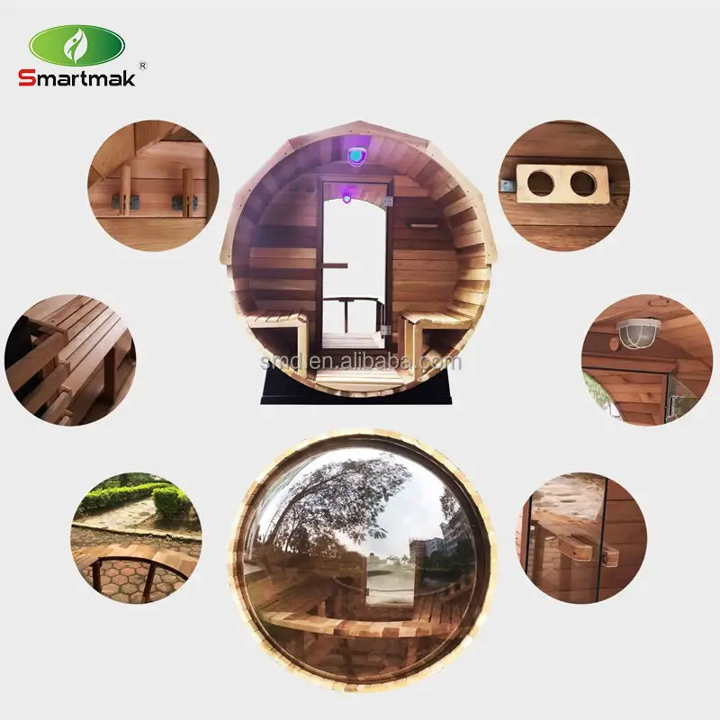 Outdoor Traditional Steam Barrel Sauna Cabin Hammam Wood Sauna Dome Outdoor Barrel Room Sauna With Hemelock/Cedar — image 6