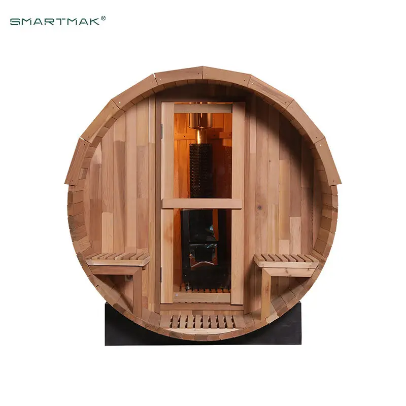 Customized High Quality Outdoor Barrel Steam Wood Burner Panoramic Sauna Room — view 3