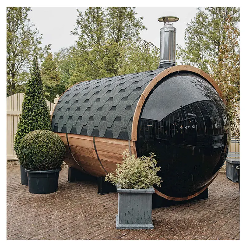 1800*2400 MM Traditional Steam Wooden Outdoor Panoramic Cedar Barrel Sauna — image 3