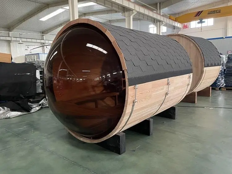 1800*2400 MM Traditional Steam Wooden Outdoor Panoramic Cedar Barrel Sauna — image 6