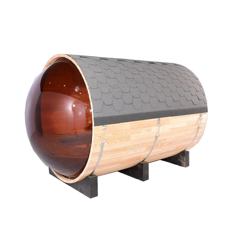 1800*2400 MM Traditional Steam Wooden Outdoor Panoramic Cedar Barrel Sauna — image 7