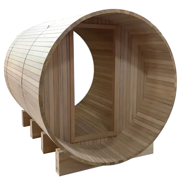 Flat Window Barrel Steam Sauna Room Outdoor Barrel Sauna Full Glass Window Sauna — view 1