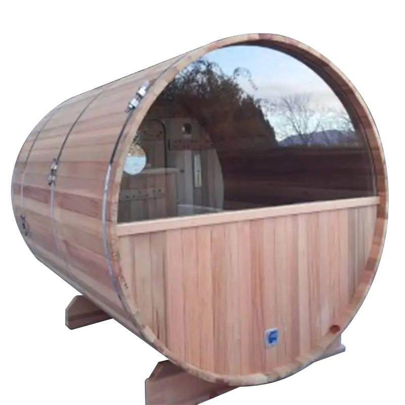 Flat Window Barrel Steam Sauna Room Outdoor Barrel Sauna Full Glass Window Sauna — image 2