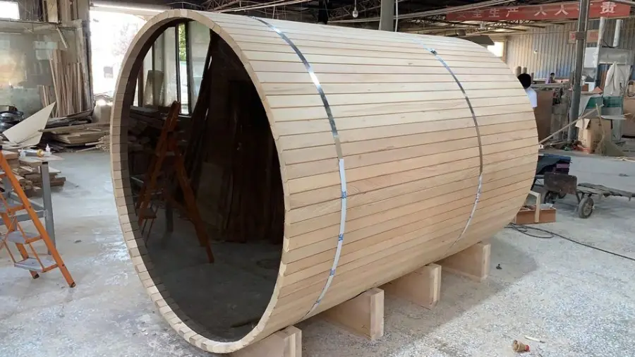 Flat Window Barrel Steam Sauna Room Outdoor Barrel Sauna Full Glass Window Sauna — image 4