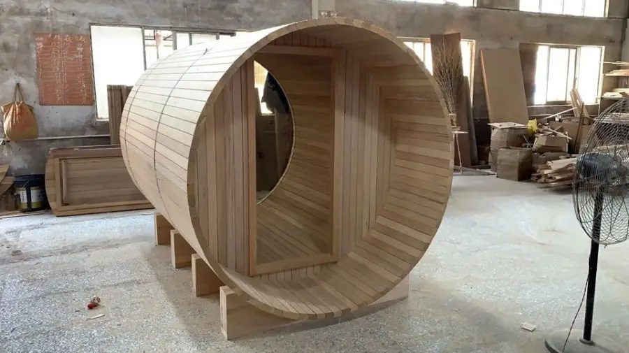 Flat Window Barrel Steam Sauna Room Outdoor Barrel Sauna Full Glass Window Sauna — image 5