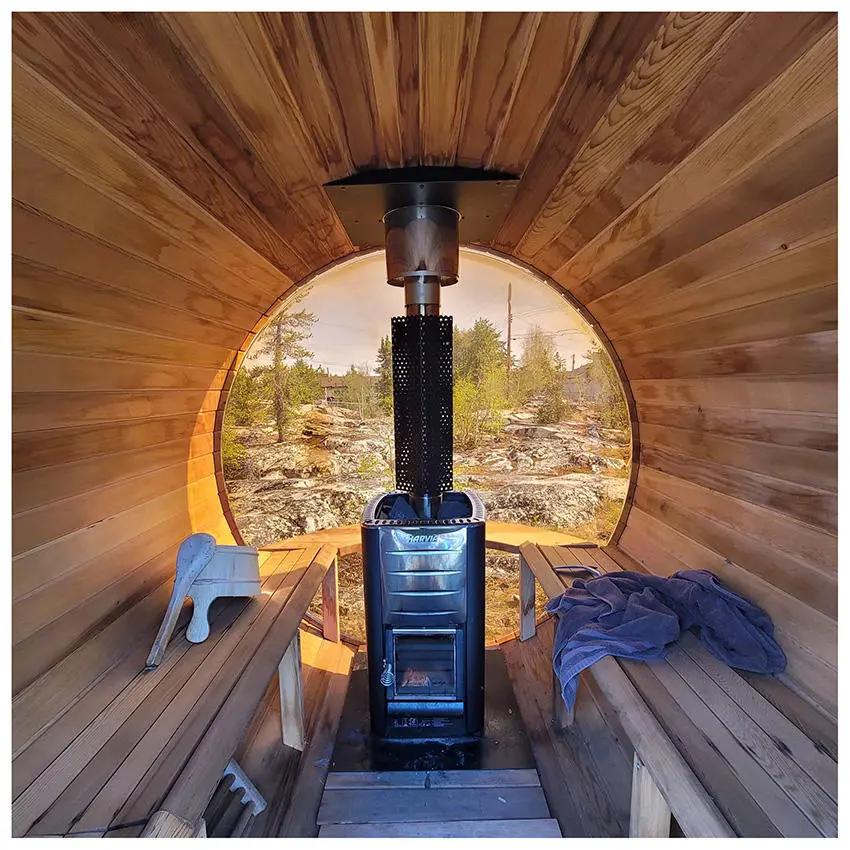 Smartmak Sauna Outdoor 4 Person Cedar Wooden Barrel House for Family Sauna — view 1
