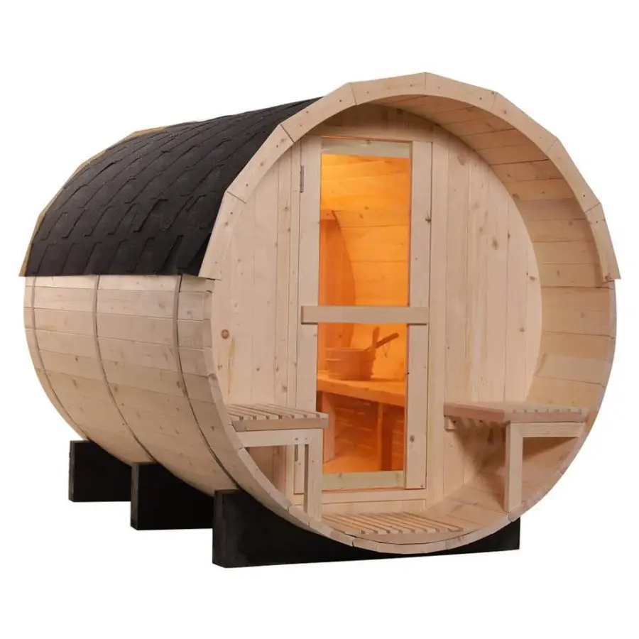 Smartmak Outdoor Barrel Sauna House Hemlock Red Cedar Traditional Steam Sauna Outdoor — view 1