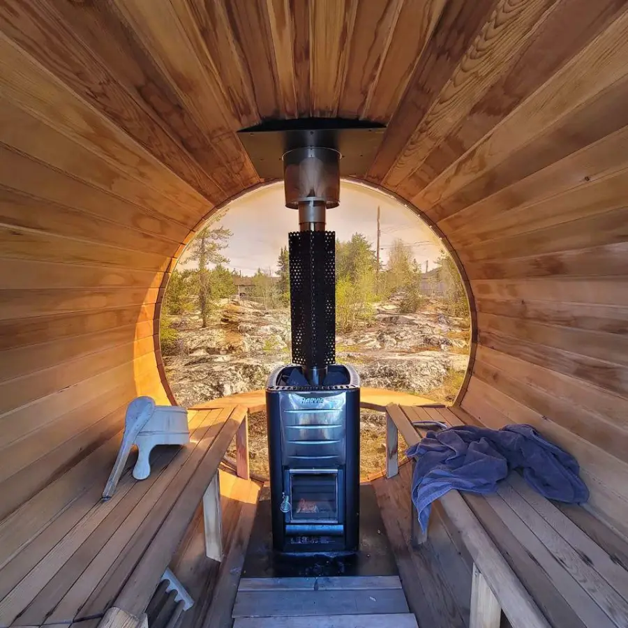 Outdoor Canadian Red Cedar Barrel Sauna Spa Sauna Wood Burning Suna at a Special Price — image 4