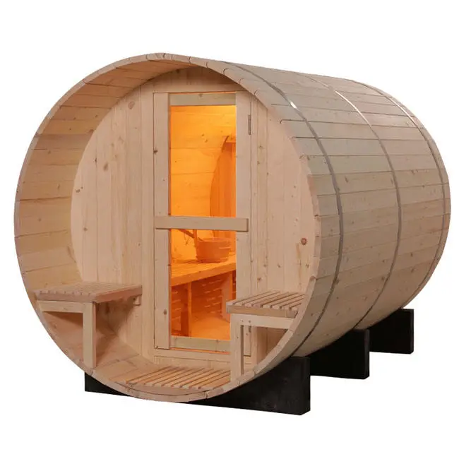 Smartmak Outdoor Barrel Sauna House Hemlock Red Cedar Traditional Steam Sauna Outdoor — image 3