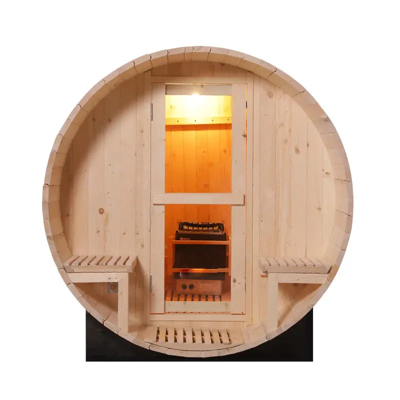 Smartmak Outdoor Barrel Sauna House Hemlock Red Cedar Traditional Steam Sauna Outdoor — image 5