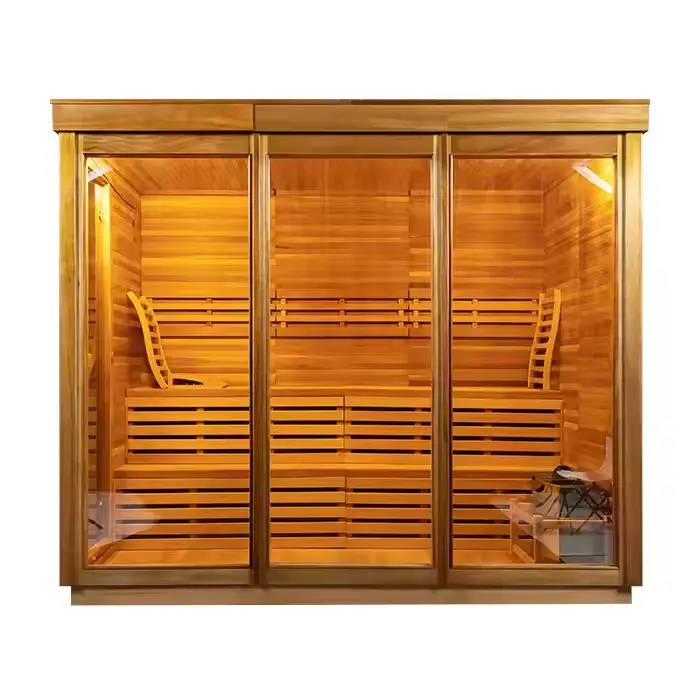 Smartmak New Outdoor Sauna Room Cube Sauna With Stove Cedar Sauna for 4-6 Persons — view 1