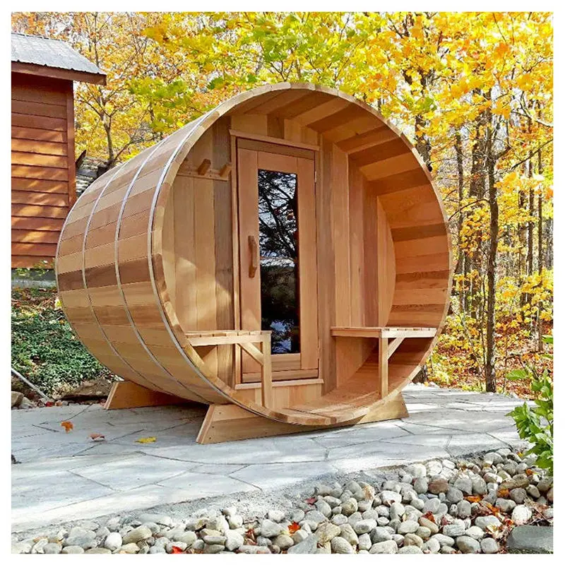 Canada Clear Cedar Glass Barrel Sauna With Woodstove — image 7