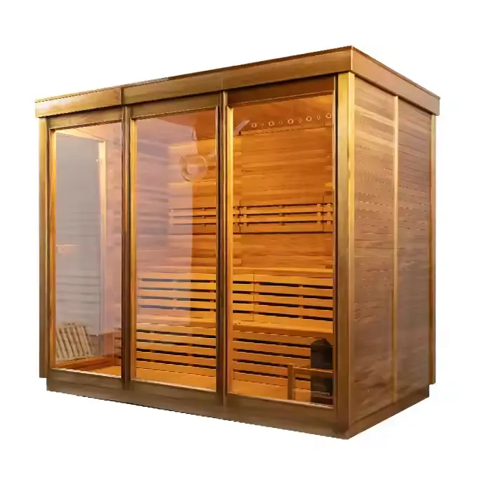 Smartmak New Outdoor Sauna Room Cube Sauna With Stove Cedar Sauna for 4-6 Persons — image 4
