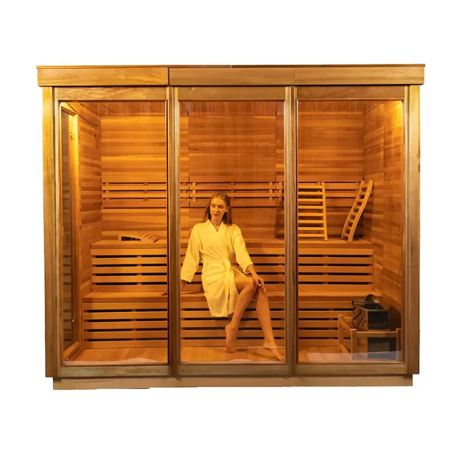 Smartmak New Outdoor Sauna Room Cube Sauna With Stove Cedar Sauna for 4-6 Persons — image 5