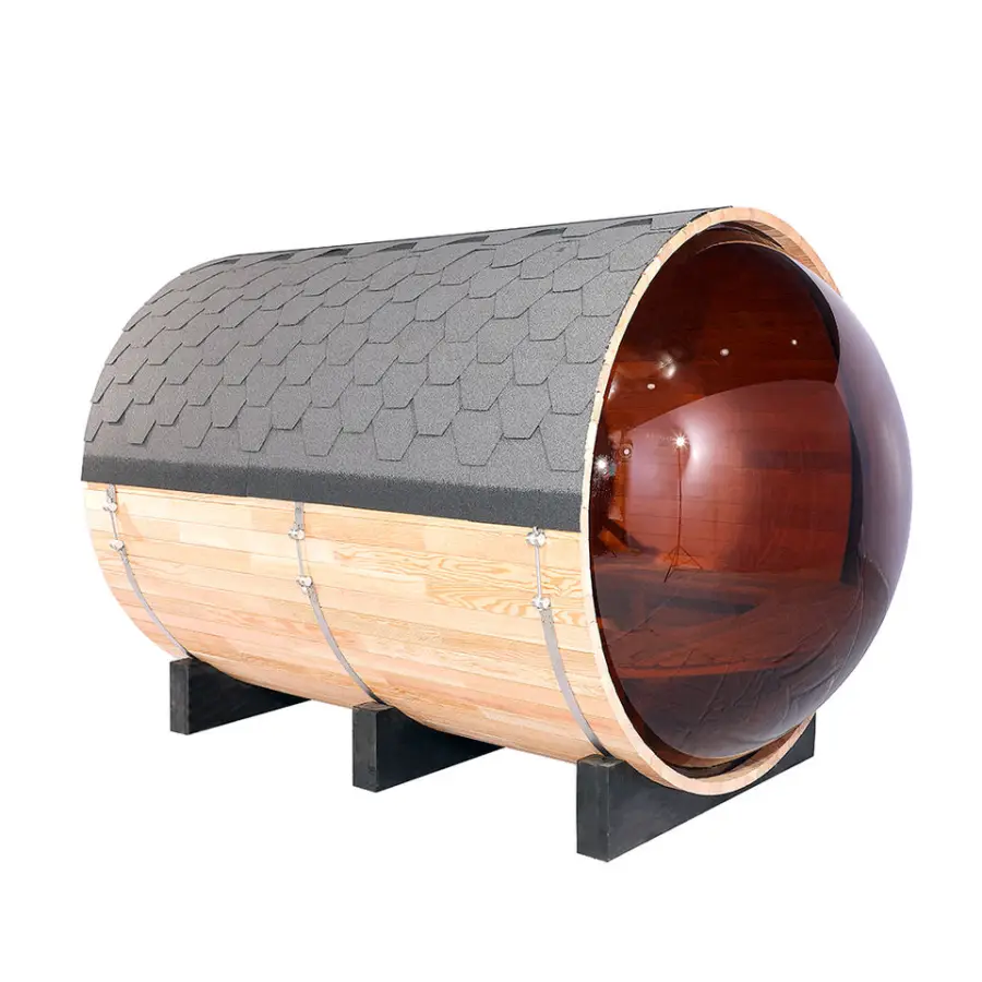 Outdoor Canadian Red Cedar Barrel Sauna Spa Sauna Wood Burning Suna — image 4