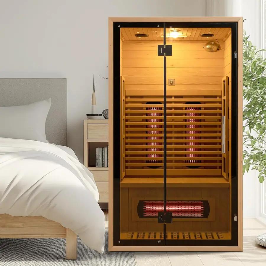 SMT-HFP212 Infrared Heater Far Infra Red Low EMF Electric Hemlock Modern Home 2 Person Indoor Dry Sauna with Control Pan — view 1