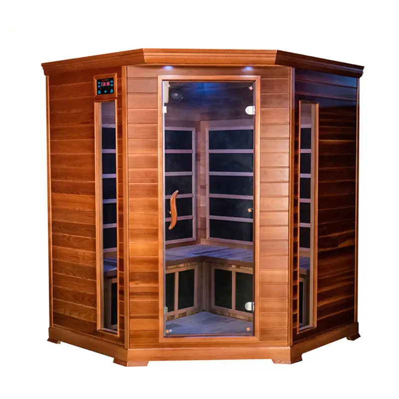 Luxury Large Hemlock Wood Indoor Carbon Panel 4 Person Far Infrared Sauna Room — image 3