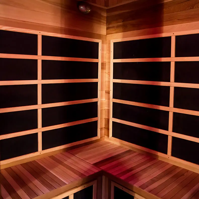 Luxury Large Hemlock Wood Indoor Carbon Panel 4 Person Far Infrared Sauna Room — image 5