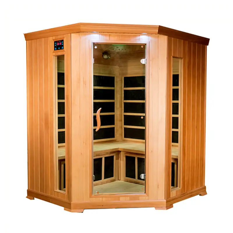 Luxury Large Hemlock Wood Indoor Carbon Panel 4 Person Far Infrared Sauna Room — image 6