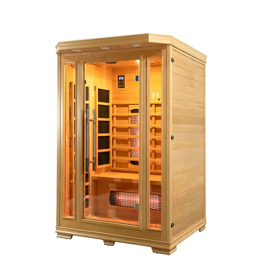 Low Cost 2 Person Small Home Sauna Room Solid Wood Indoor Infrared Sauna — image 4