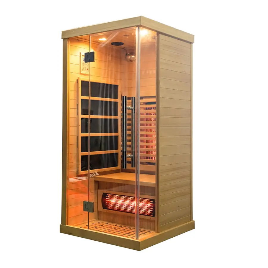 Full Spectrum and Carbon Heaters Indoor Wooden Small Infrared Sauna for 1 Person — image 4