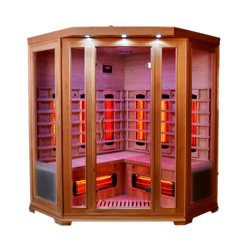 Commercial Infrared Sauna Ozone Led Light Therapy 2-3 Person Infrared Corner Sauna Cabin — view 1
