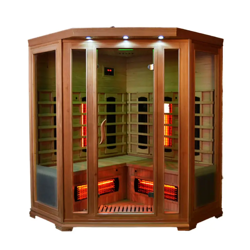Commercial Infrared Sauna Ozone Led Light Therapy 2-3 Person Infrared Corner Sauna Cabin — image 3