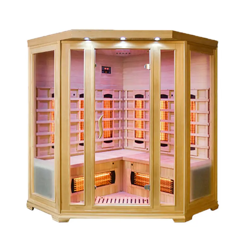 Commercial Infrared Sauna Ozone Led Light Therapy 2-3 Person Infrared Corner Sauna Cabin — image 4