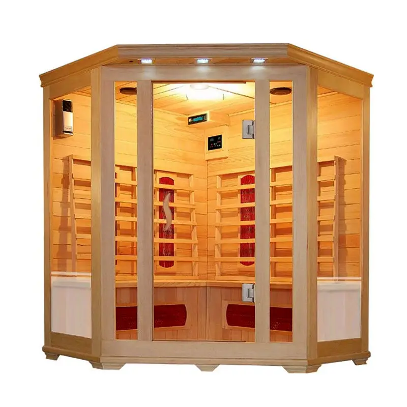 Commercial Infrared Sauna Ozone Led Light Therapy 2-3 Person Infrared Corner Sauna Cabin — image 5