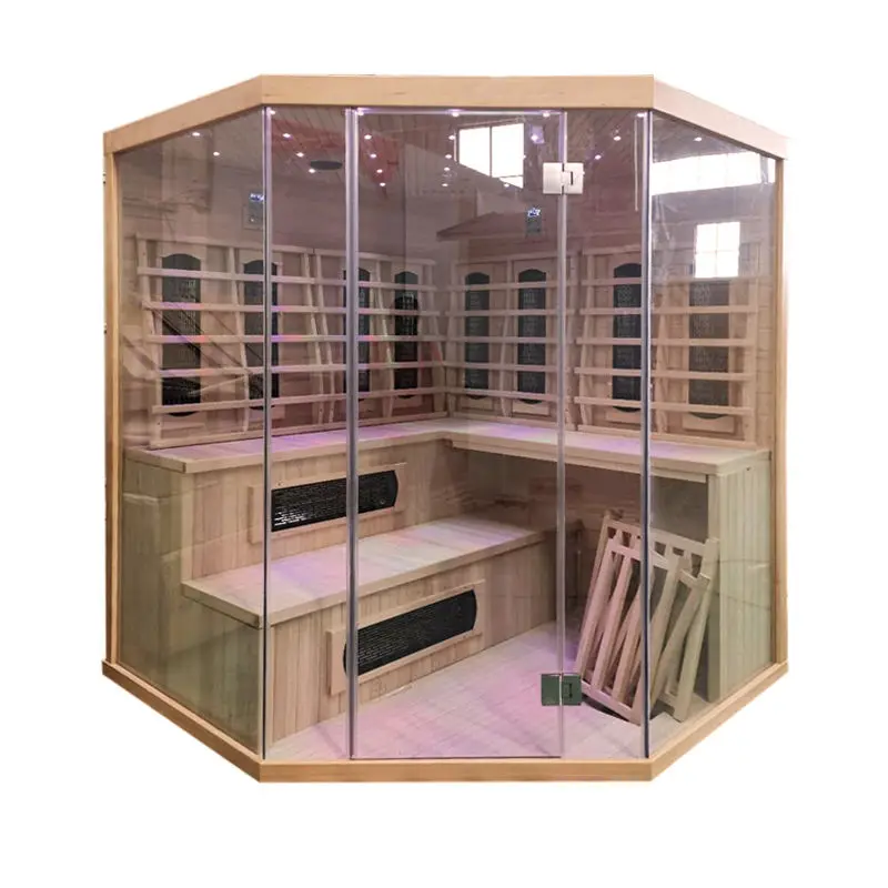 Traditional Large Size Indoor Combined Sauna 4-6 People Red Cedar Wood Steam Infrared Sauna — image 3