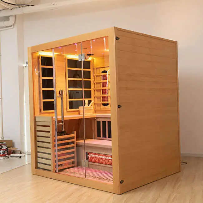 New Design Family Large Size Wooden Luxury Hemlock Indoor Infrared Sauna Room — image 3