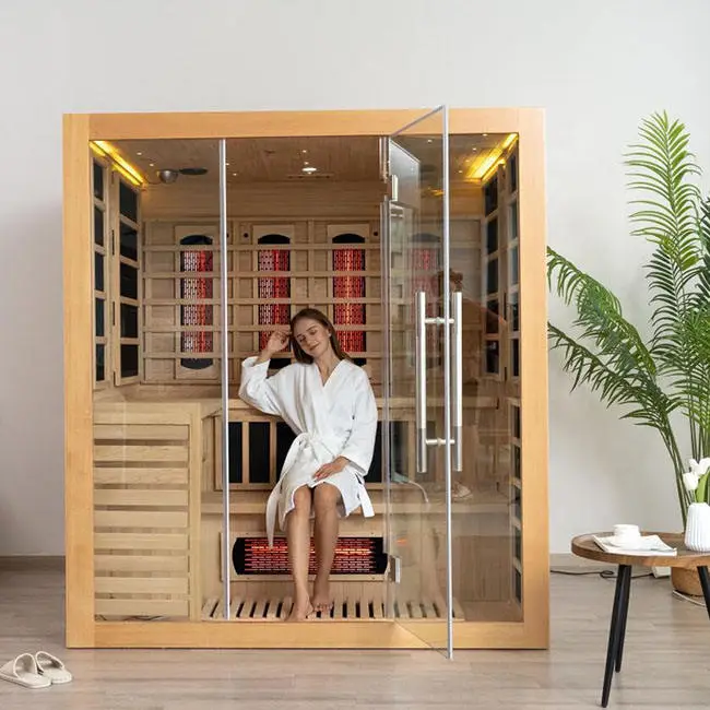 New Design Family Large Size Wooden Luxury Hemlock Indoor Infrared Sauna Room — image 4