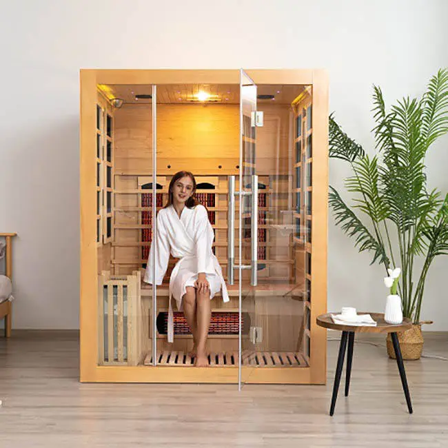 New Design Family Large Size Wooden Luxury Hemlock Indoor Infrared Sauna Room — image 5