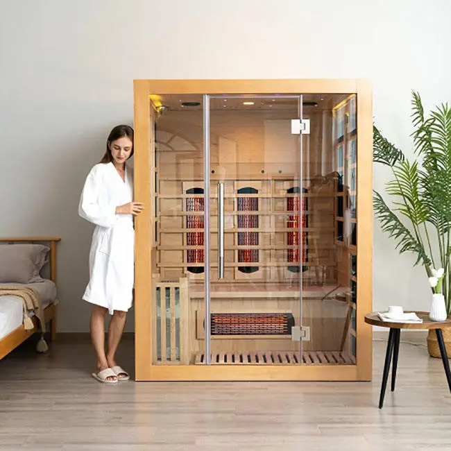 New Design Family Large Size Wooden Luxury Hemlock Indoor Infrared Sauna Room — image 6