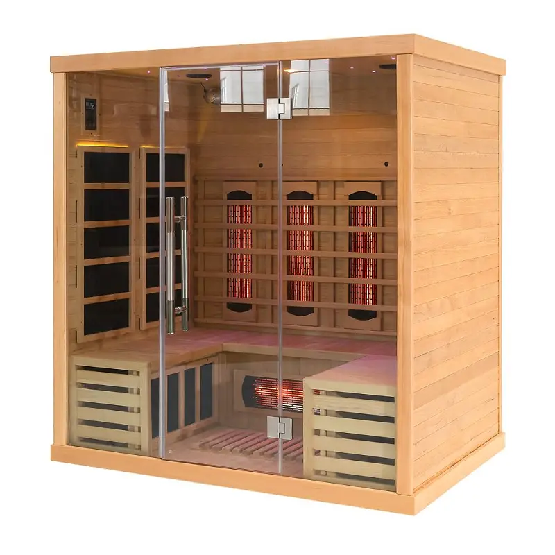 4 Person Infrared Sauna Home Use Solid Wood Indoor Dry Sauna Room — view 1
