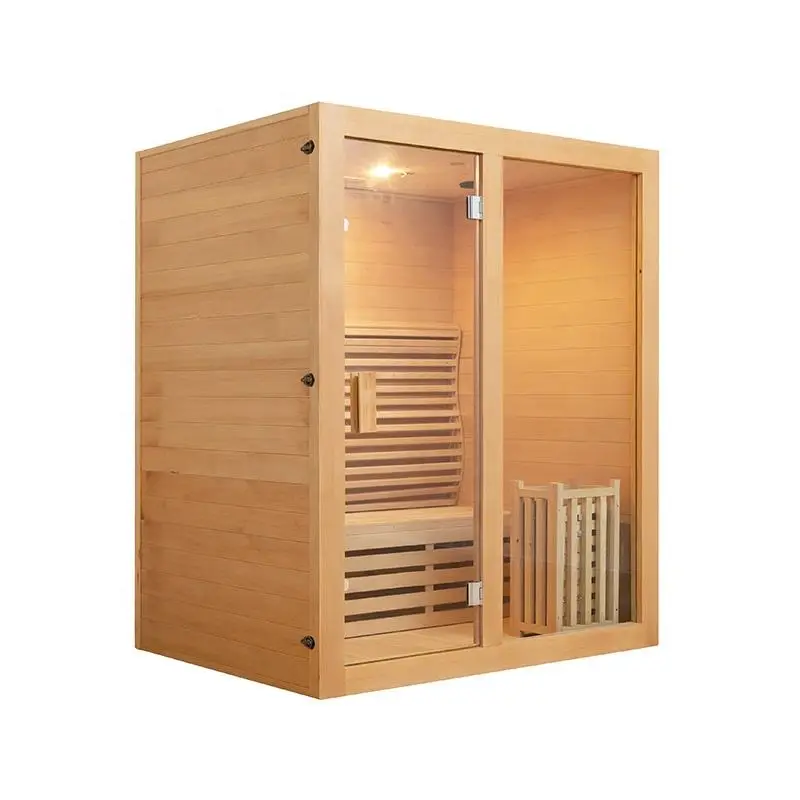 Wood Steam Sauna Room 3 Person Traditional Wet Steam Sauna Room for Indoor Use — image 3