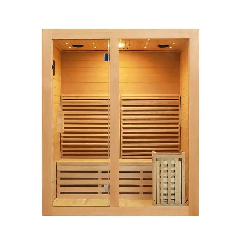 Wood Steam Sauna Room 3 Person Traditional Wet Steam Sauna Room for Indoor Use — image 5
