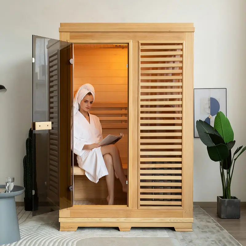 2 People Household Sauna Luxury Home Traditional Sauna Room Wood Steam Sauna Bath Cabin — view 1
