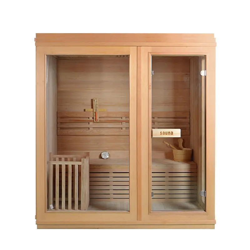Factory Directly Sale 2-6 People Hemlock Home Wet Steam Sauna Room Traditional Wooden Stove Sauna House — view 1