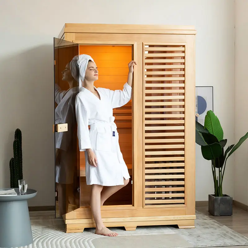 2 People Household Sauna Luxury Home Traditional Sauna Room Wood Steam Sauna Bath Cabin — image 4