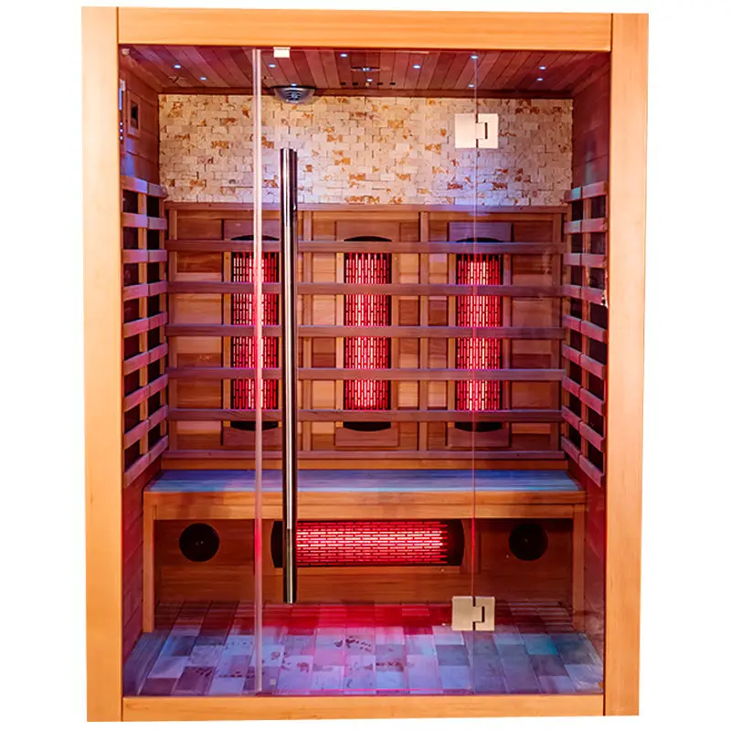Factory Supply Wooden Sauna Far Infrared Sauna Rooms Hemlock/red Cedar for 3 People Therapy — image 2